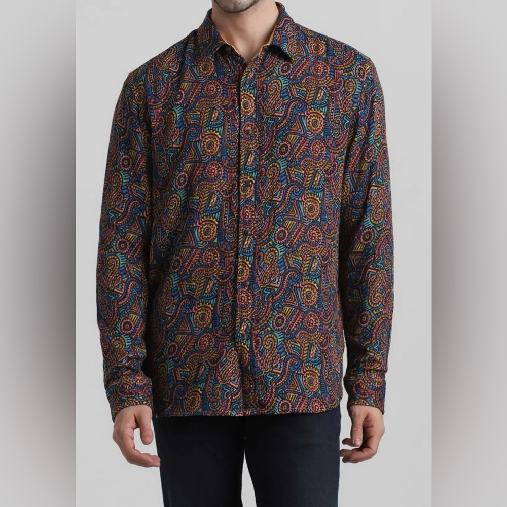 NWT Jack & Jones L regular fit 100% cotton multicolored button down shirt - Picture 1 of 16